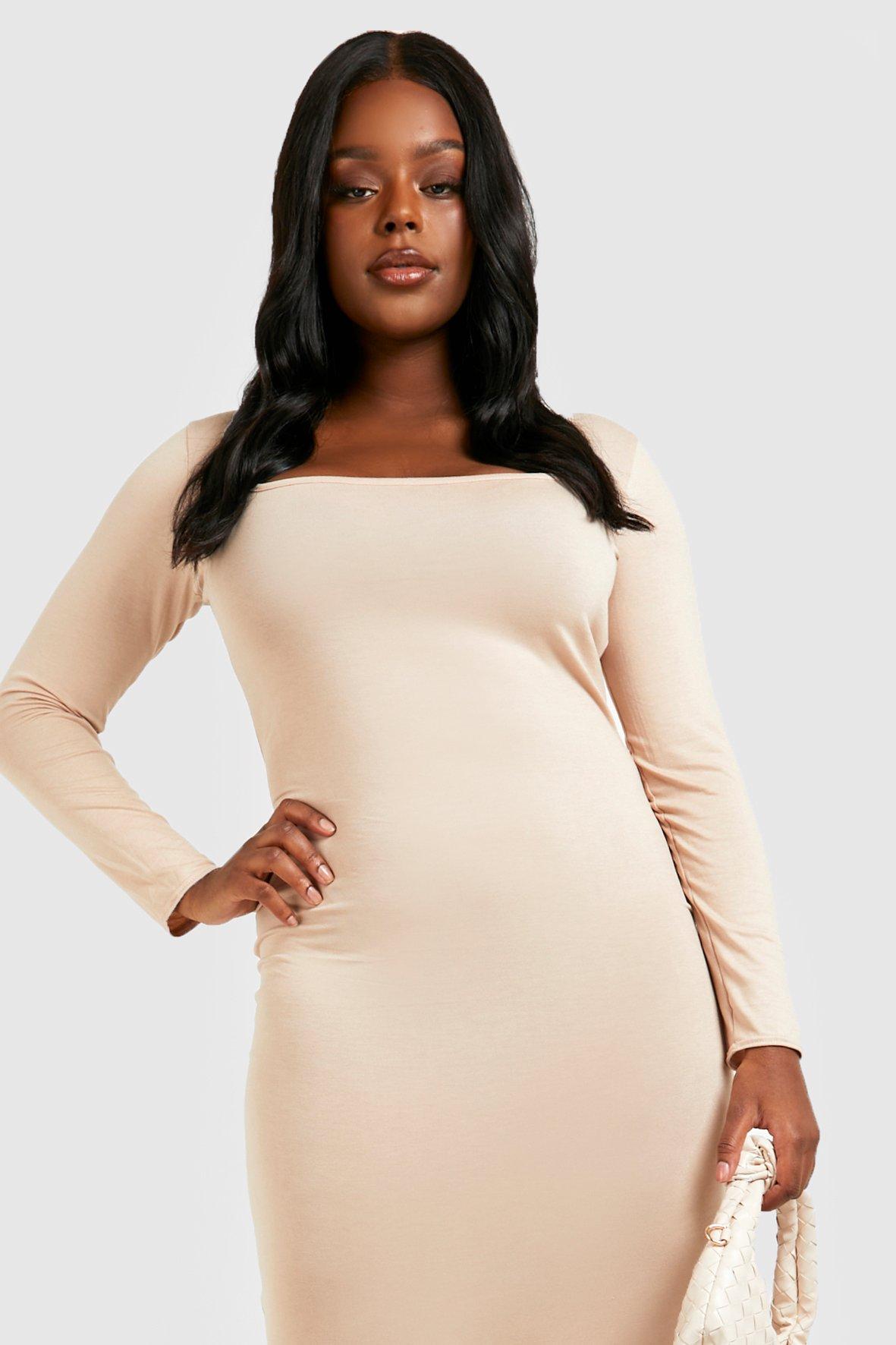 Grande taille Robe longue en jersey a col carre boohoo FR