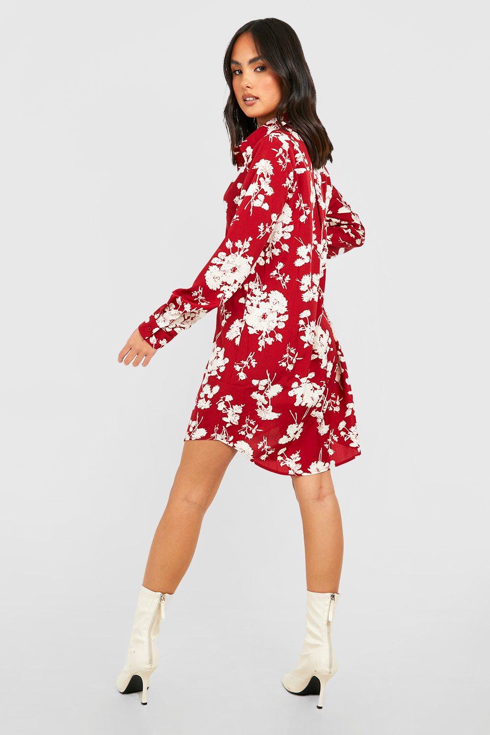 Satin Floral Print Tunic Dress