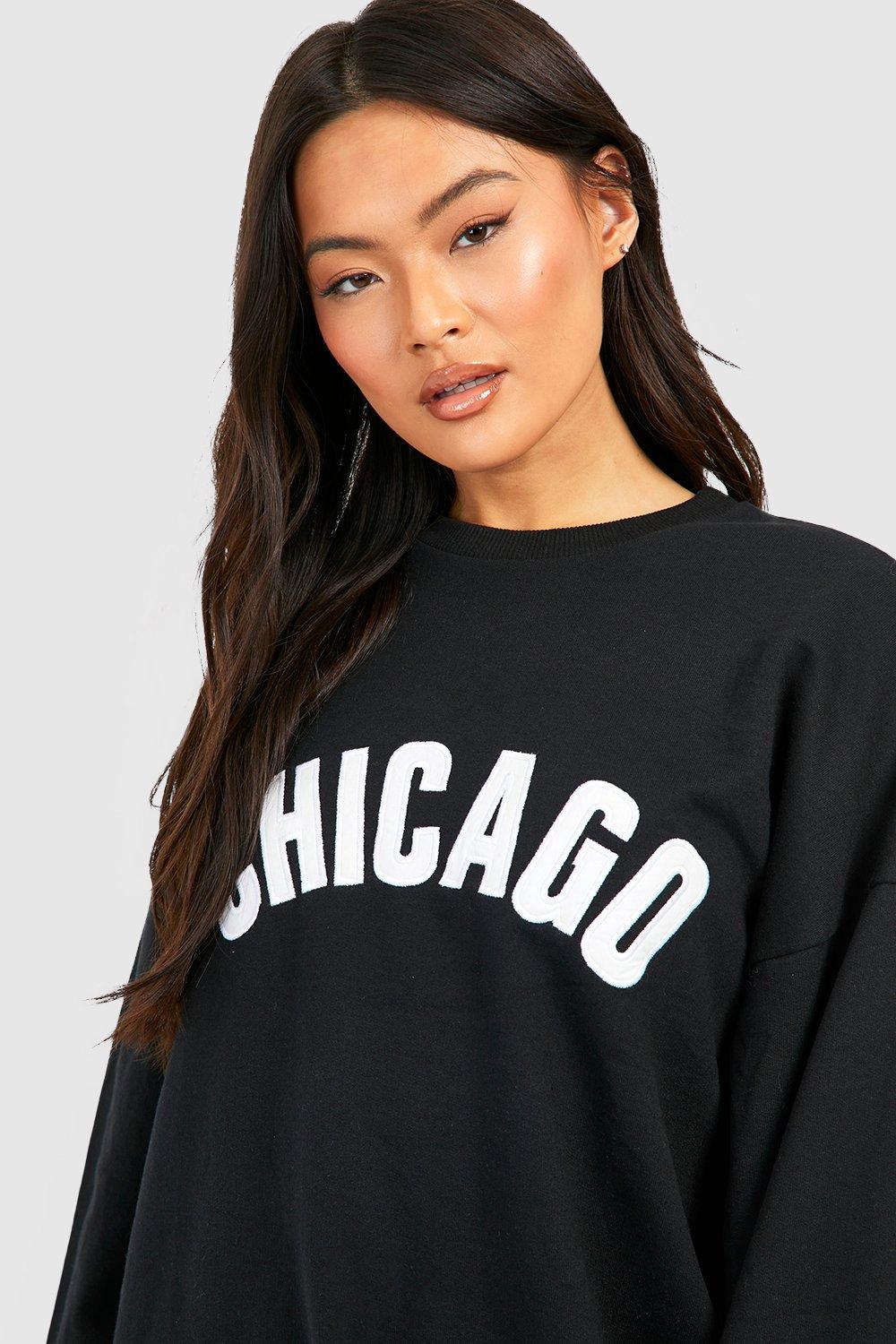 Chicago Embroidered Sweatshirt Dress