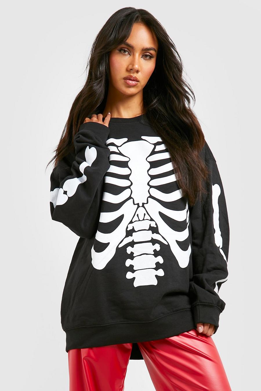 Black Skeleton Oversized Sweater image number 1