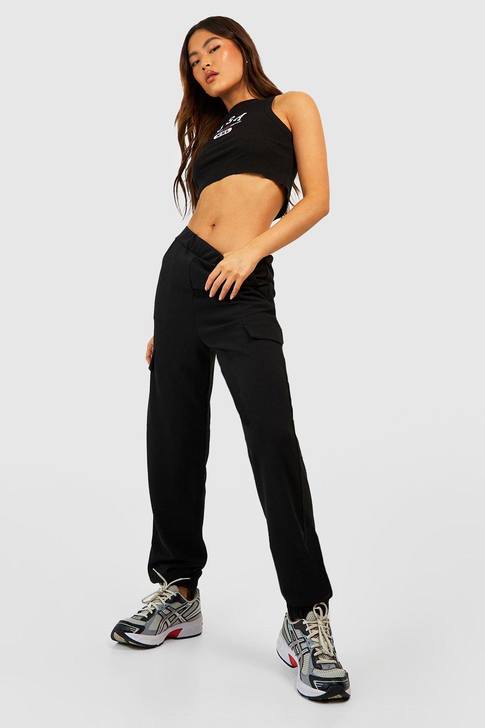 Boohoo Crepe Yoga Pant in Black