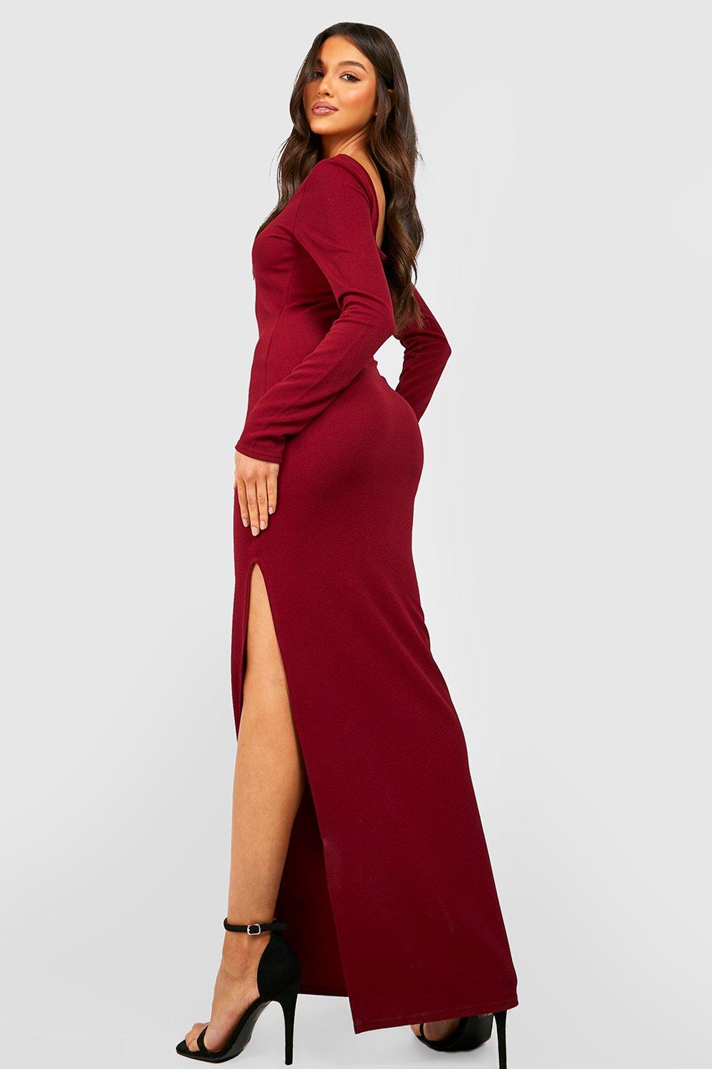 Long sleeve maxi 2025 dress with split