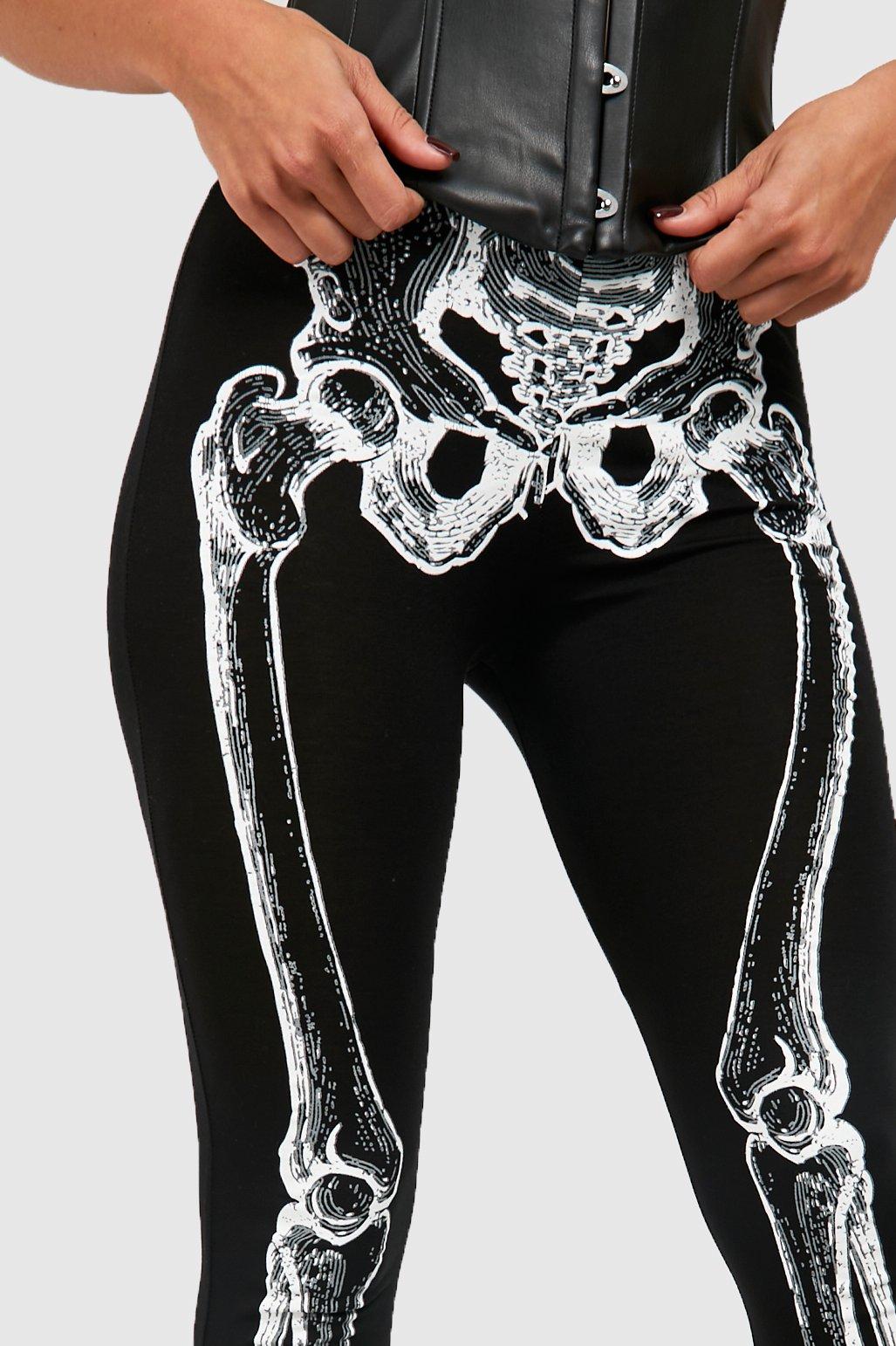 Women's Halloween Skeleton Printed High Waisted Leggings