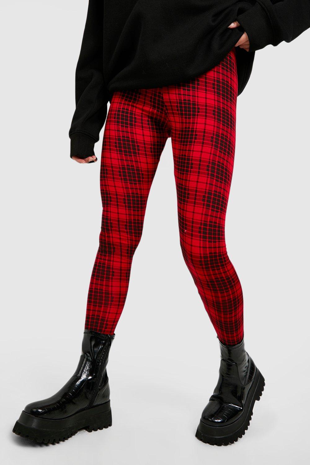 Red best sale flannel leggings