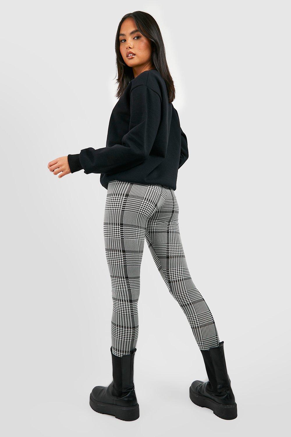 Basic Mini Grid Flannel Zip Up Leggings