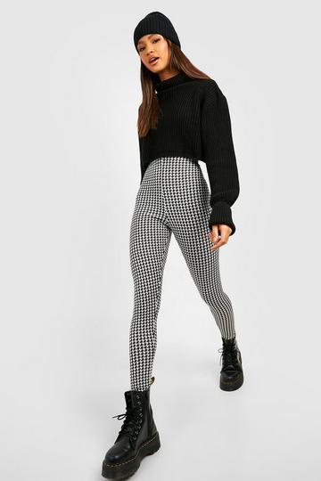 Basic Houndstooth Leggings black