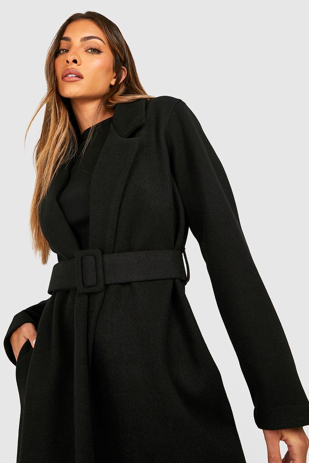 Black belted longline coat online