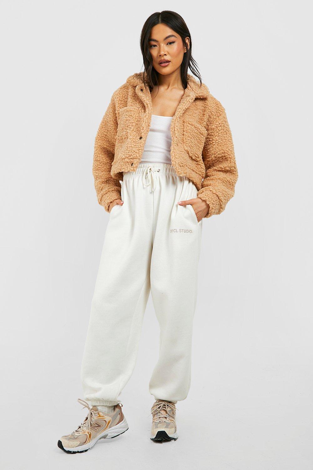 Boohoo cropped teddy jacket sale