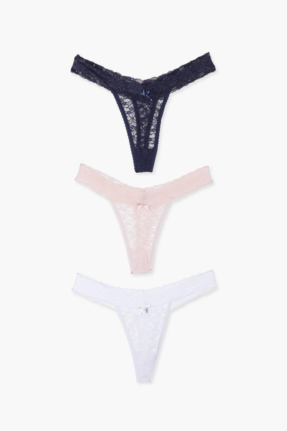 3-Pack Lace Bandeau Thongs