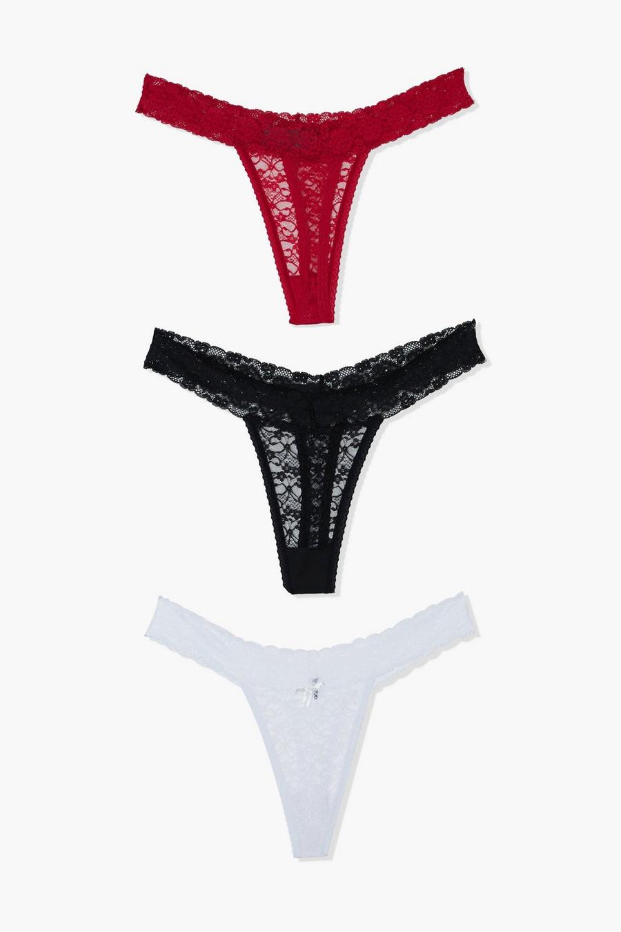 Multi Plus 3 Pack Lace Bandeau Thongs image number 1