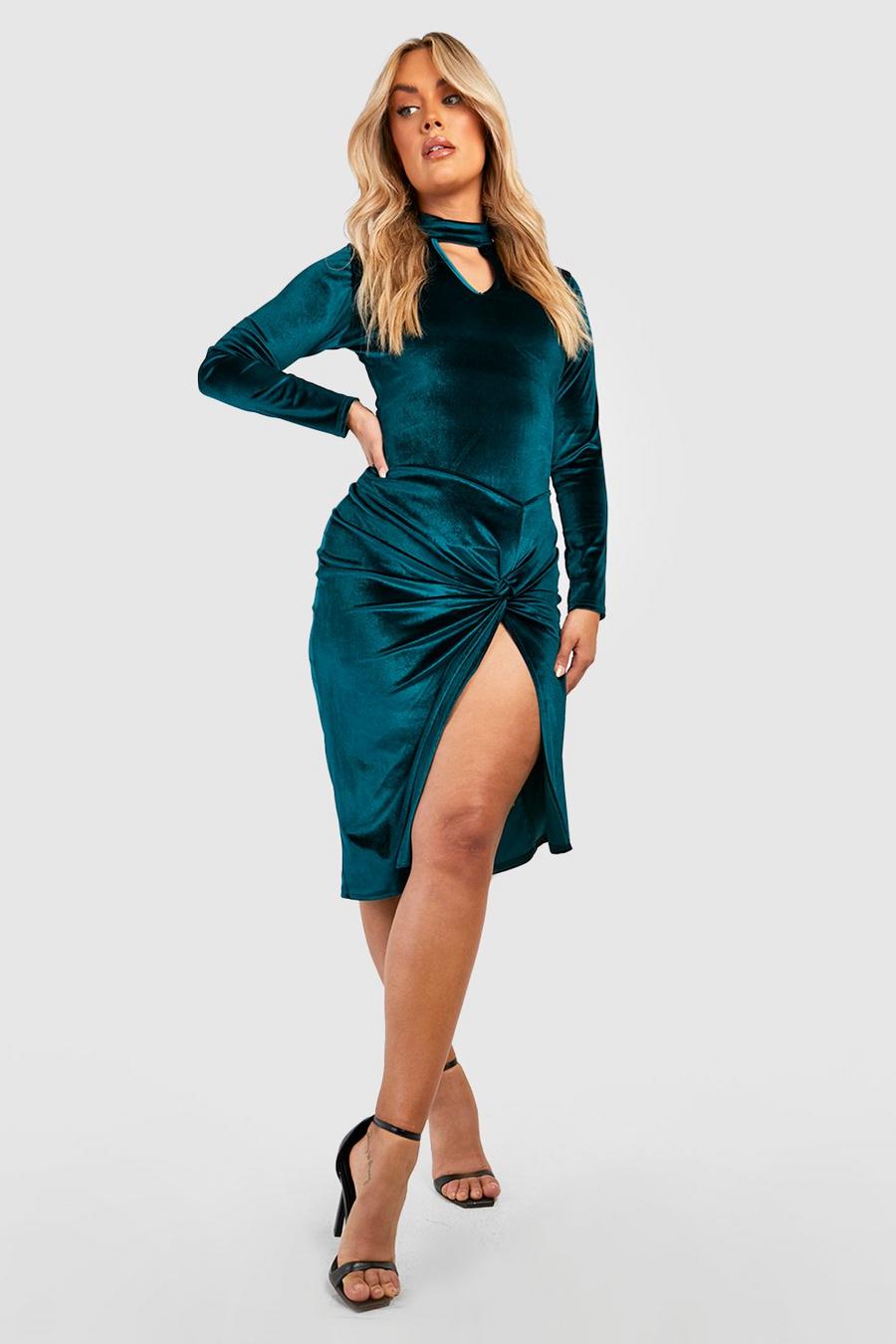 Emerald Plus Velvet Cut Out Bodysuit image number 1