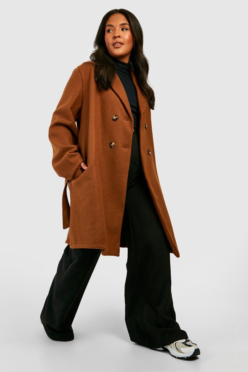 Plus size double breasted wool sale coat