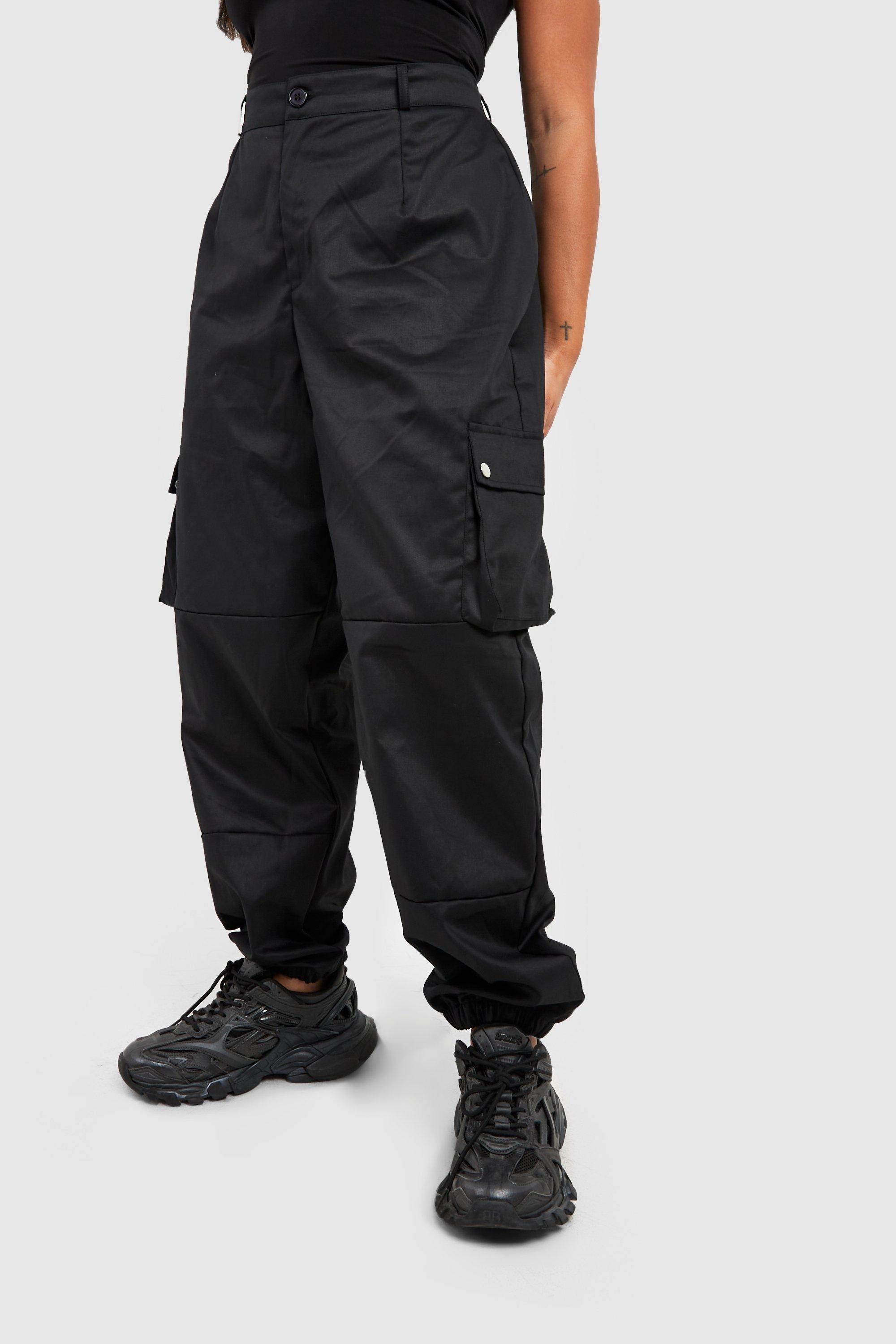 PLUS SIZE BLACK TAPERED TROUSERS