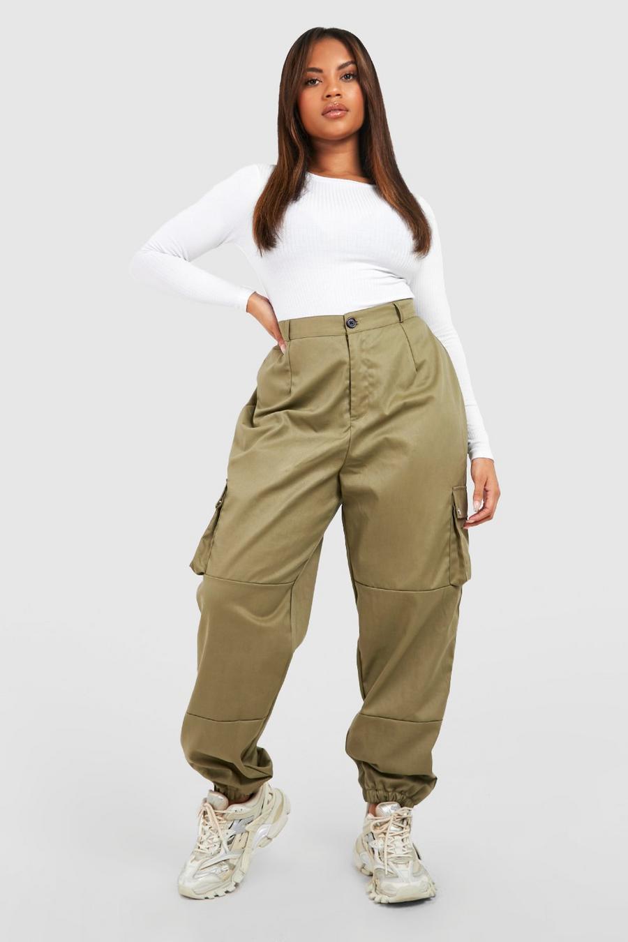 Khaki Plus Tapered Cargo Trousers image number 1