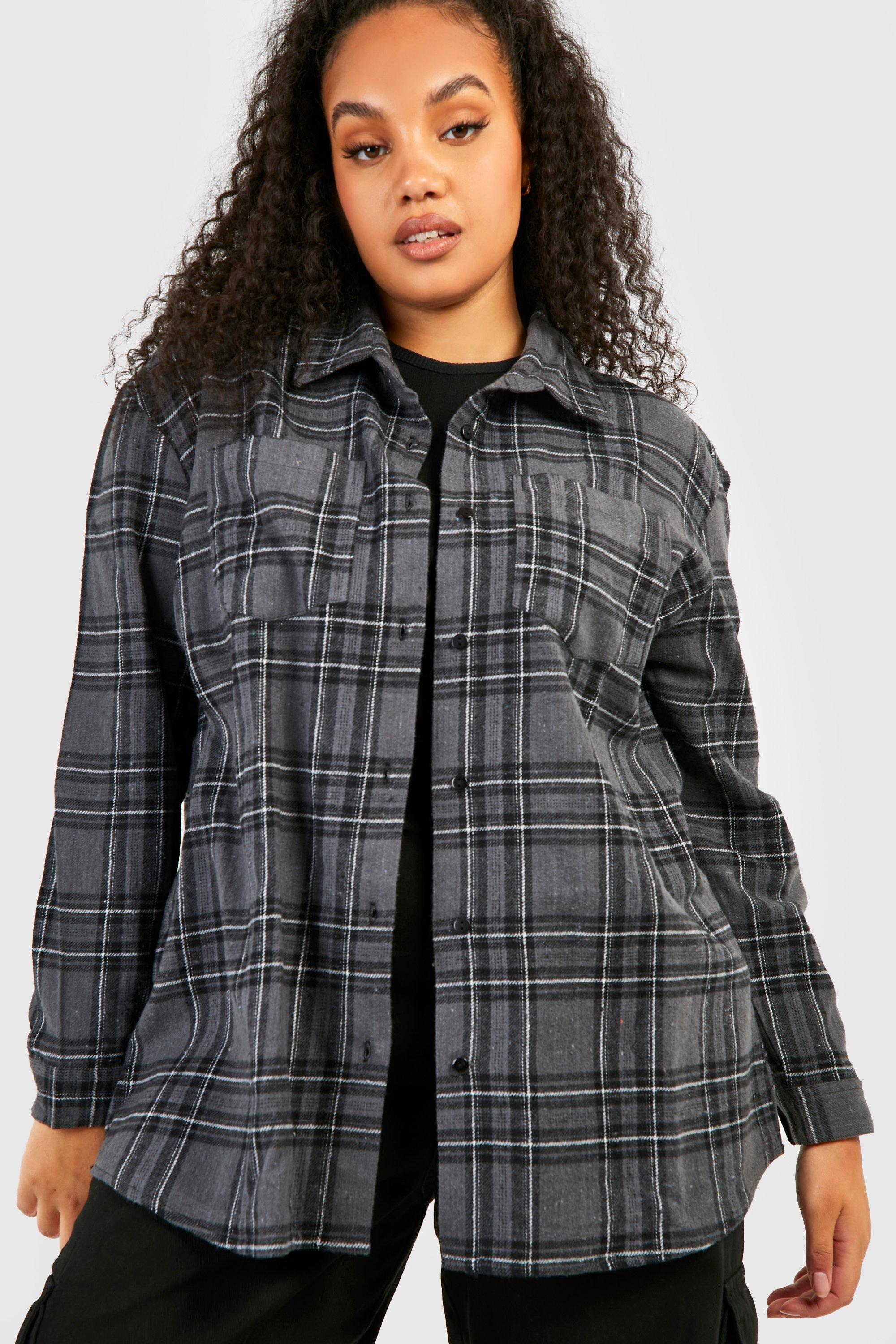 Plus size 2025 checkered shirt