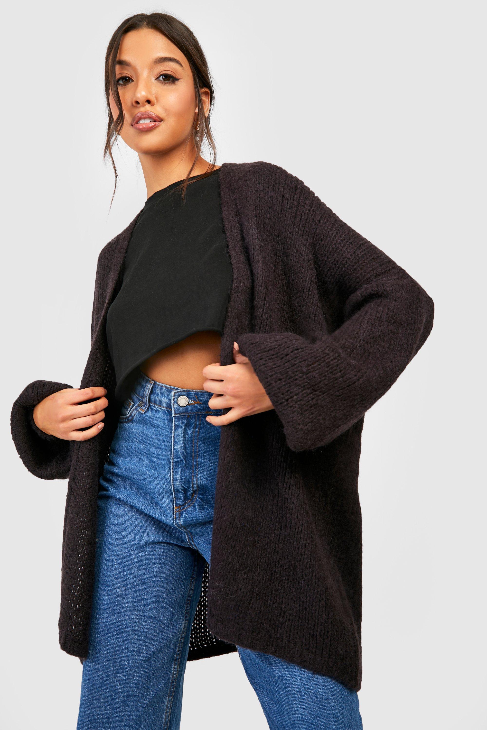 Soft Brushed Knit Balloon Sleeve Cardigan | boohoo