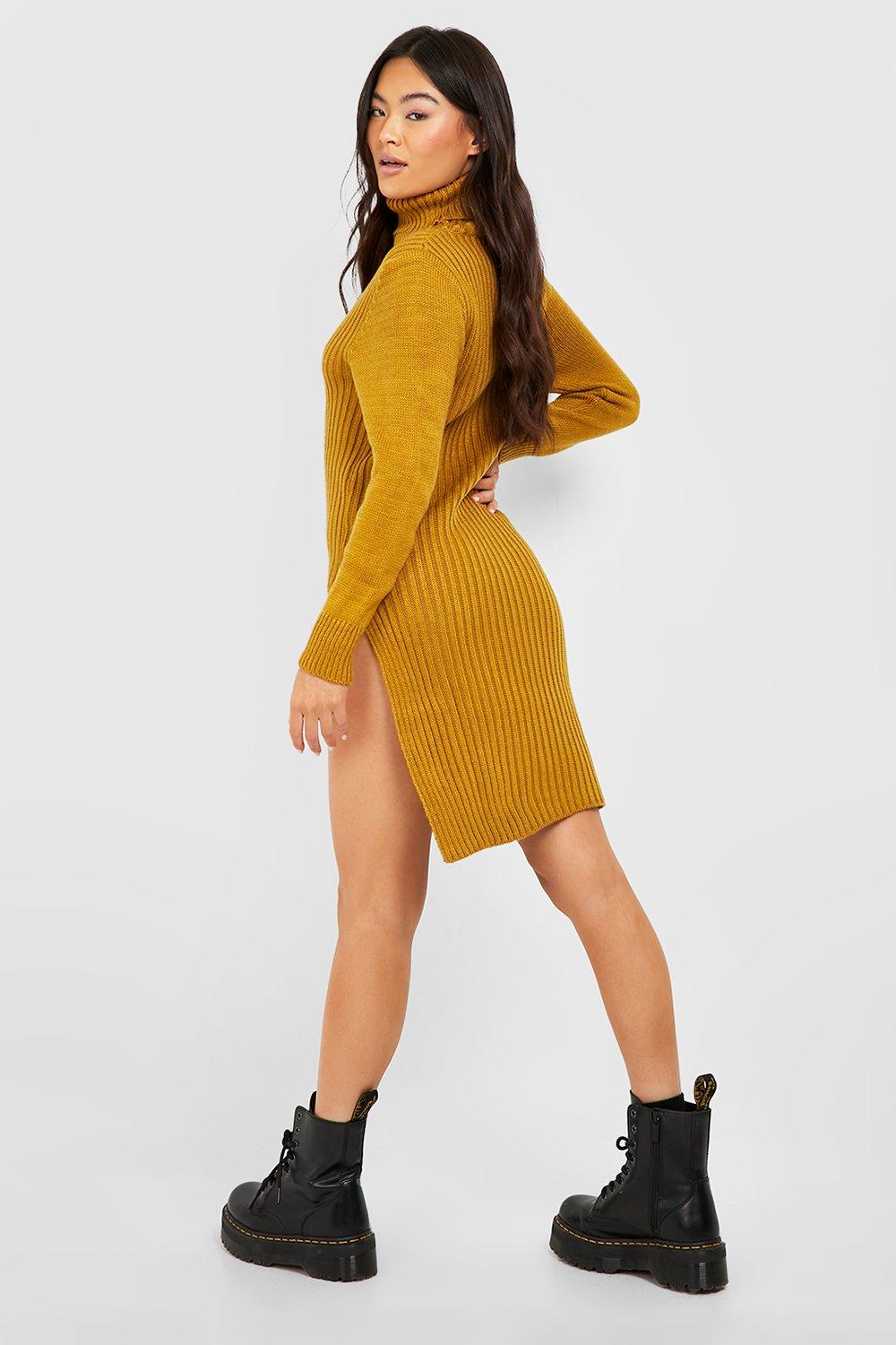 Mustard knitted clearance dress