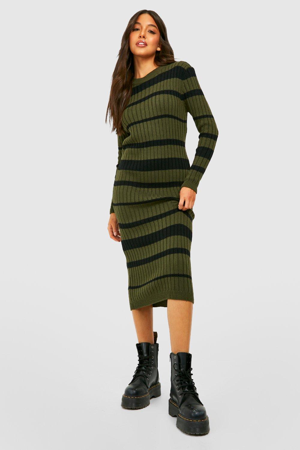 Striped shop dress boohoo