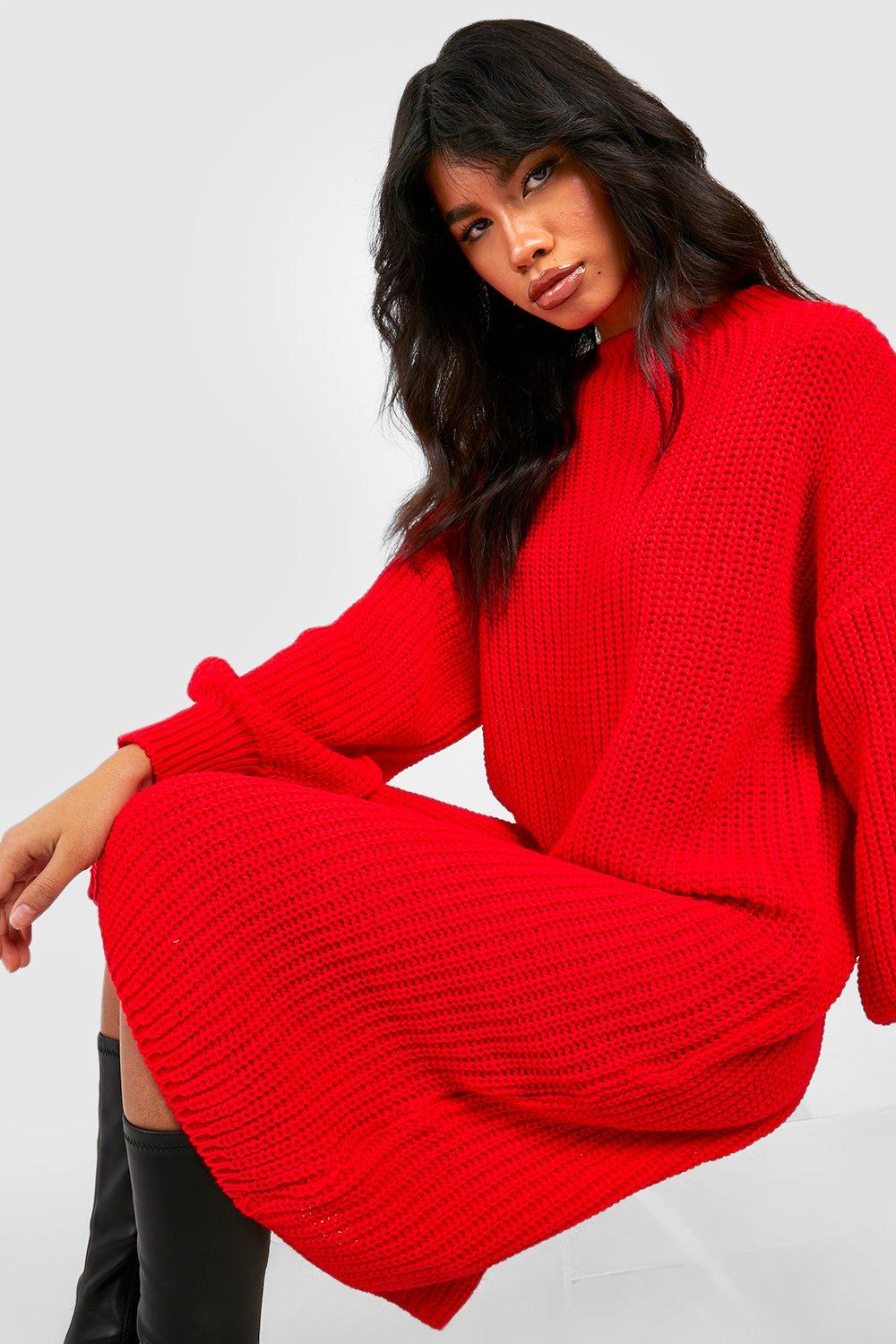 Balloon Sleeve Knitted Maxi Dress boohoo