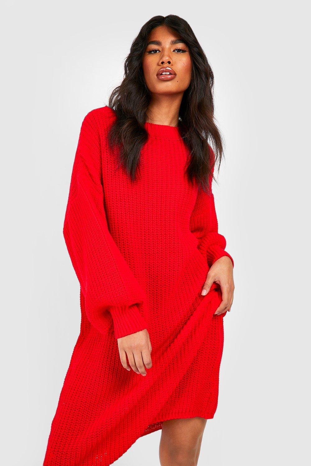 Red woollen hot sale dress