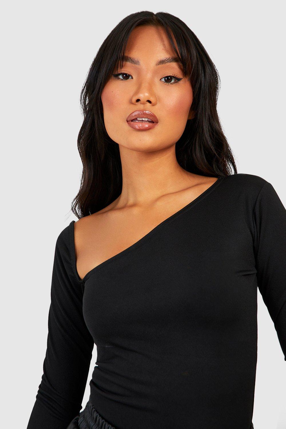 Boat-neck Bodysuit - Black - Ladies