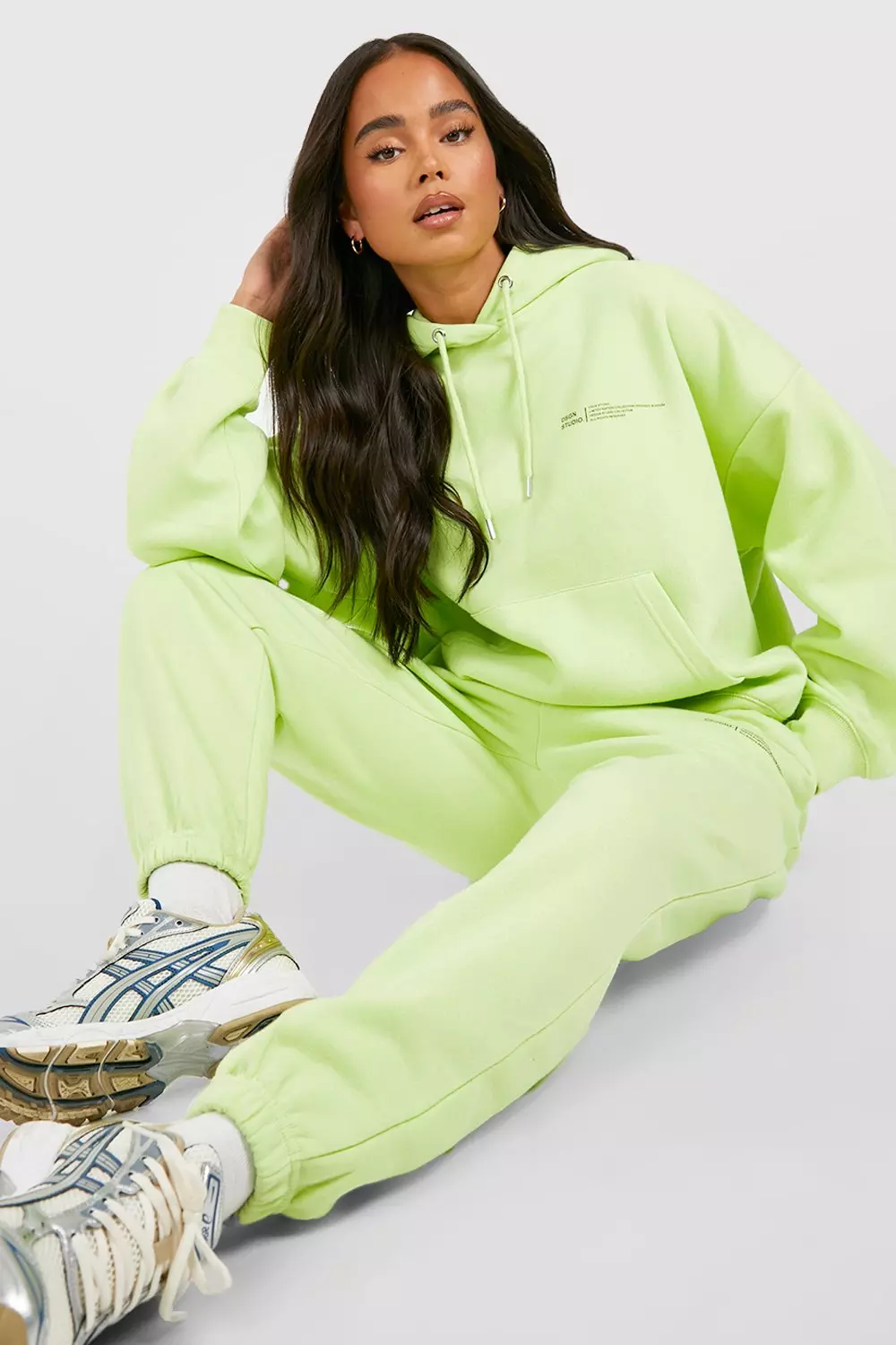 Lime Petite Dsgn Studio Text Print Hoody Tracksuit alternative image