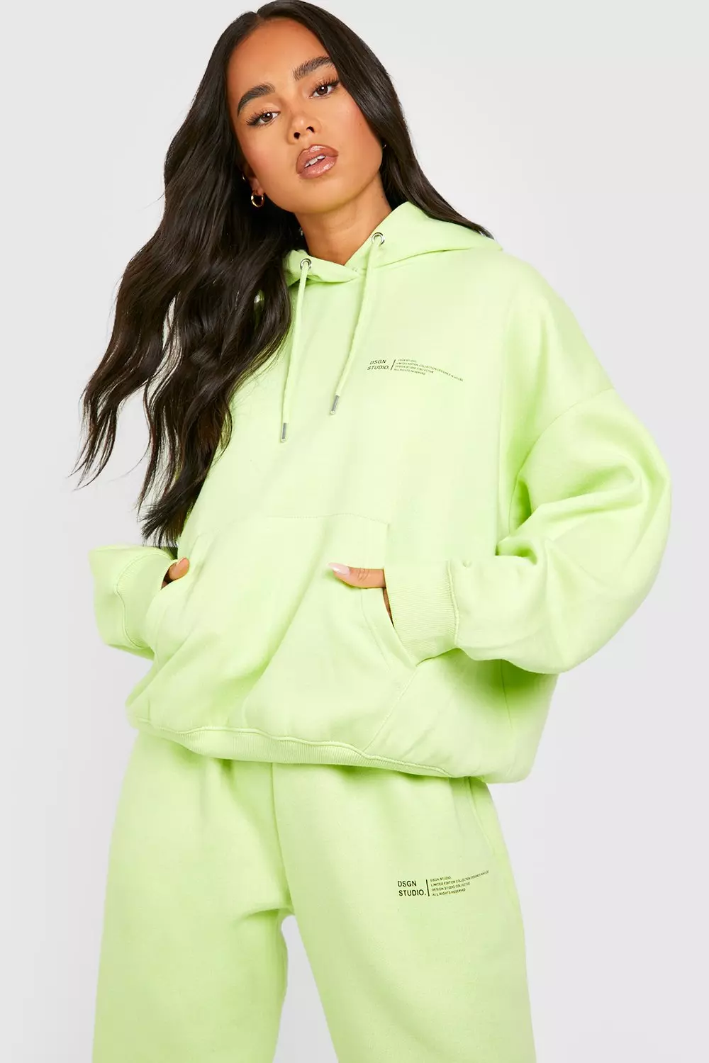 Lime Petite Dsgn Studio Text Print Hoody Tracksuit alternative image