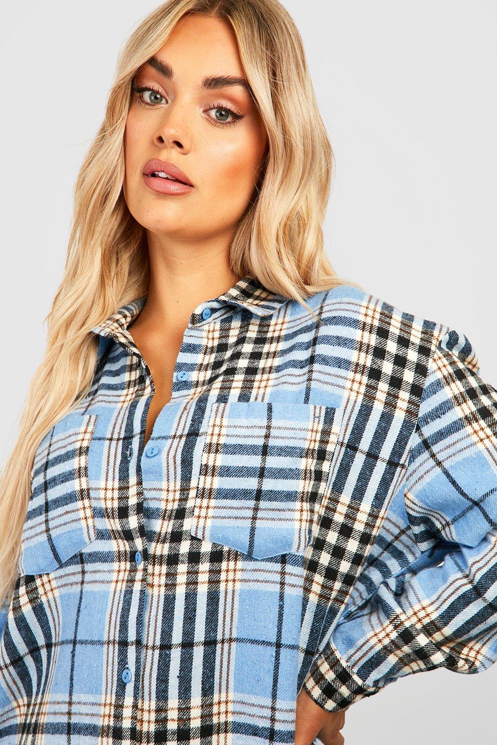 AMBIANCE PLUS SIZE WOMEN CHECKERED SHIRT STYLE 73219-1XL - Oly's