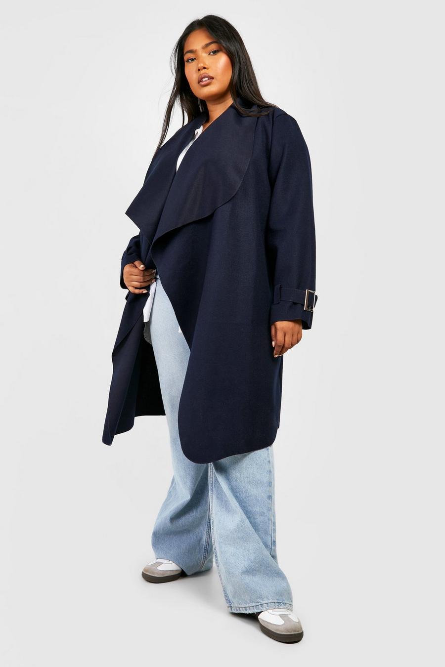 Grande taille - Manteau cascade long, Navy image number 1