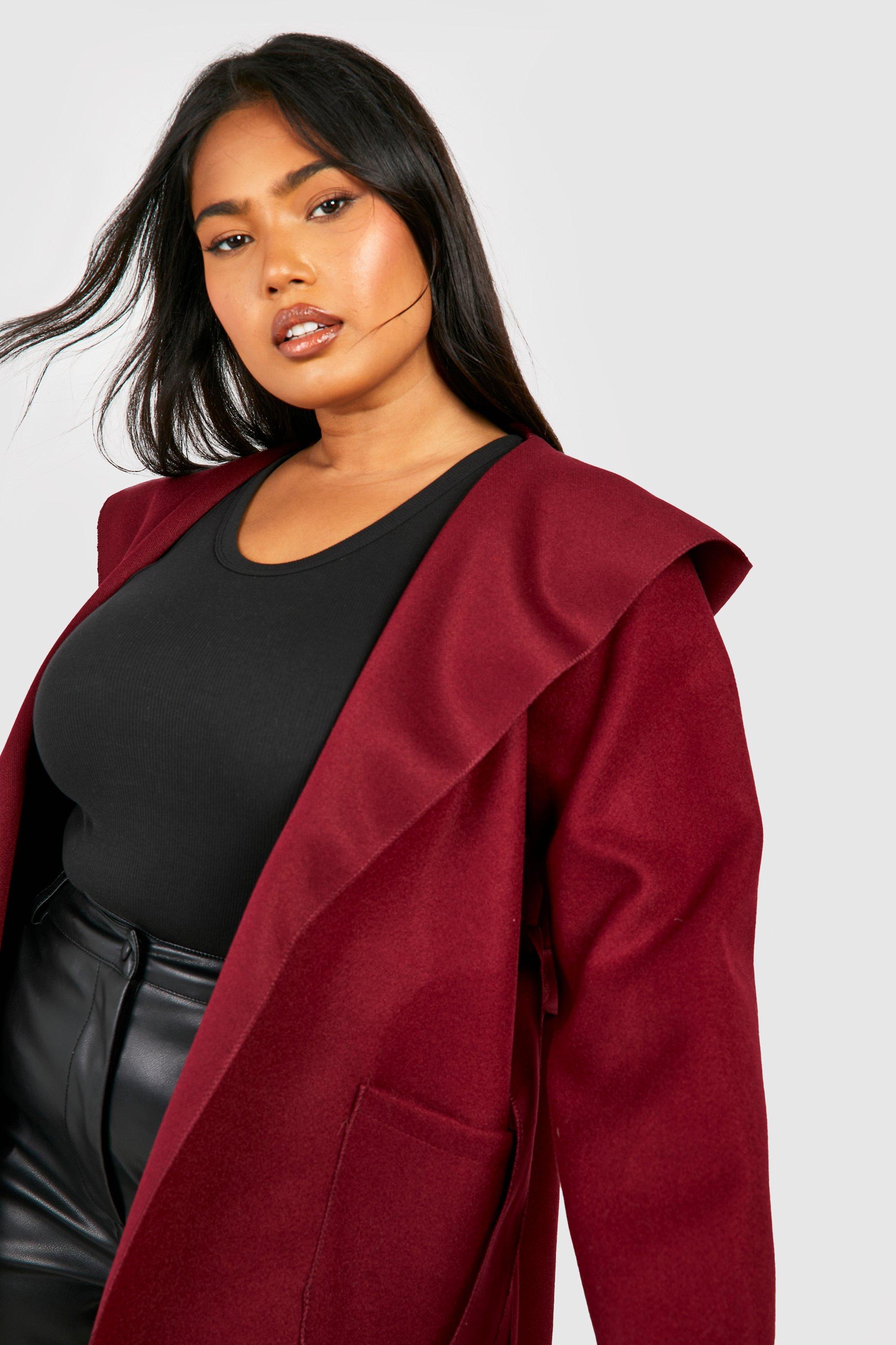 Women's Plus Hooded Wool Look Coat