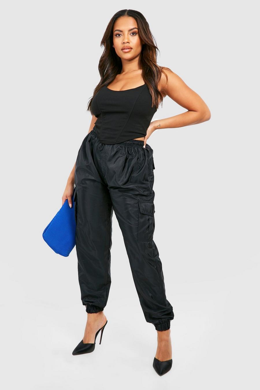 Black Plus Shell Cargo Pants image number 1