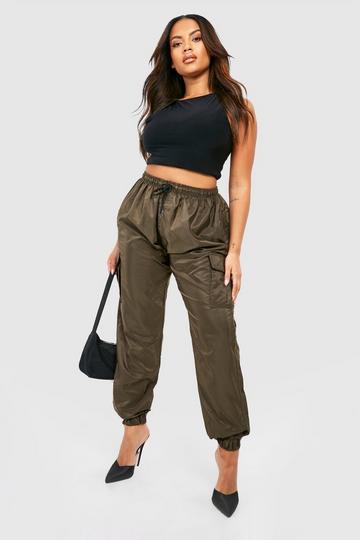 Olive Green Plus Shell Cargo Trousers