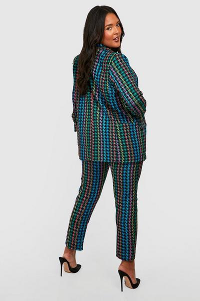 boohoo  Plus Bright Dogtooth Tailored Trouser