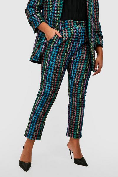 boohoo  Plus Bright Dogtooth Tailored Trouser