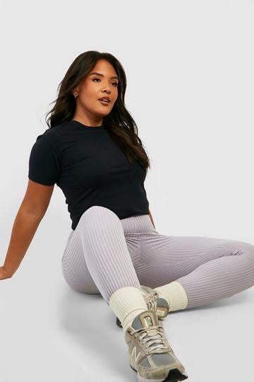 Plus High Waist Rib Legging grey