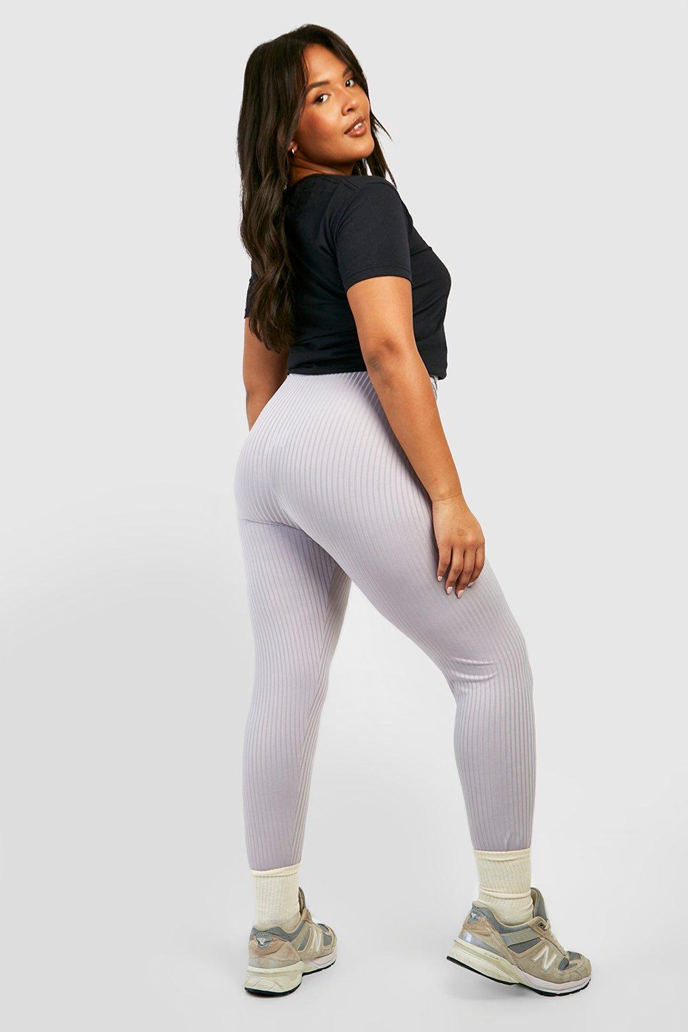 Women's Plus High Waist Rib Legging | Boohoo UK