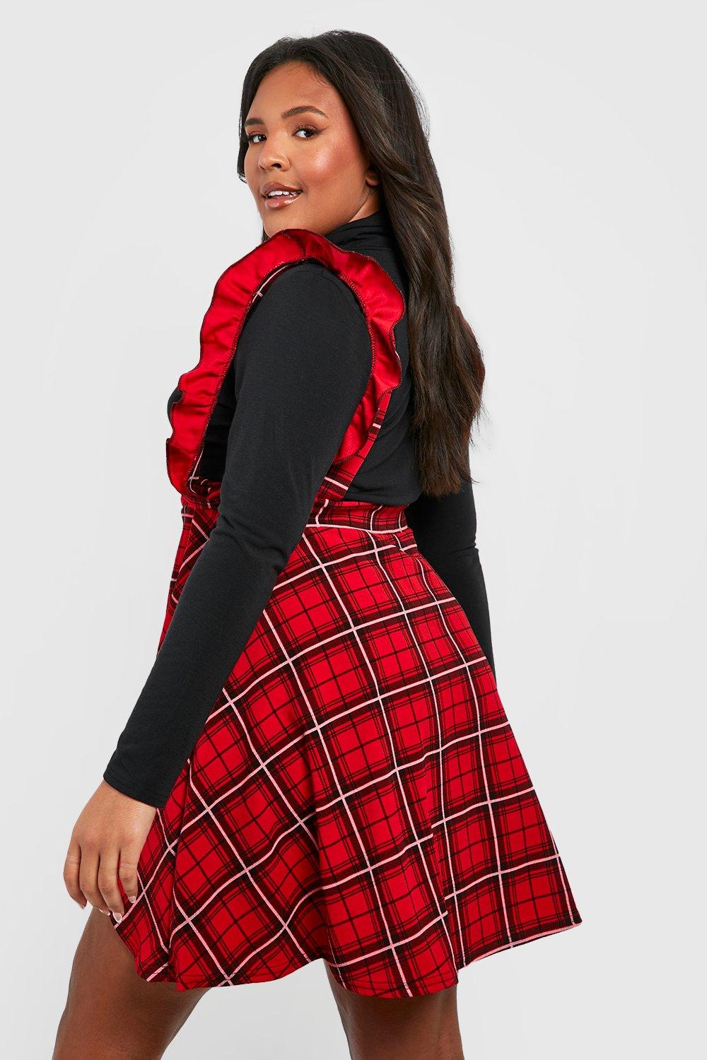 Red and black plaid dress best sale plus size