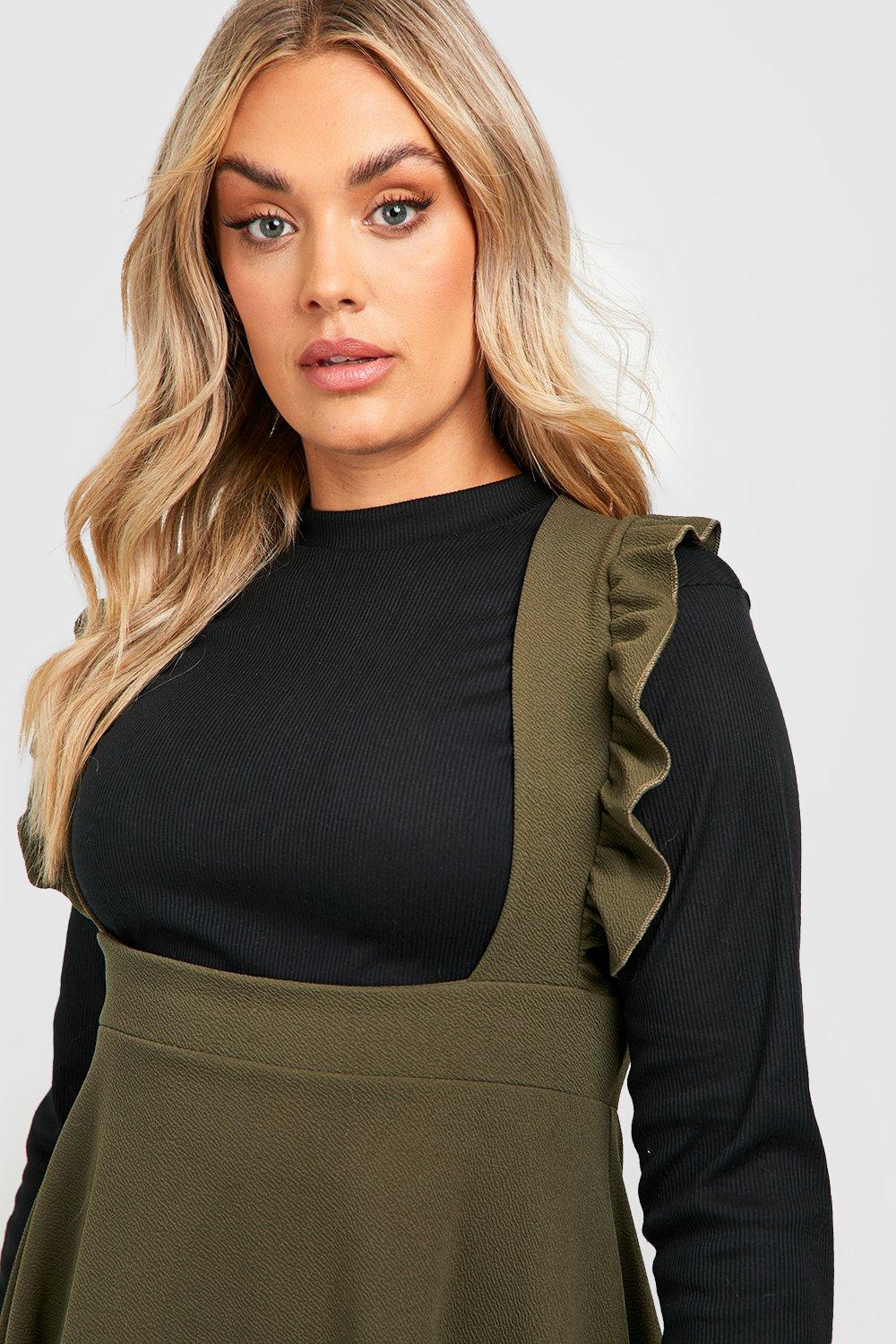 YOURS Plus Size Khaki Green Front Seam Detail Jumper Dress