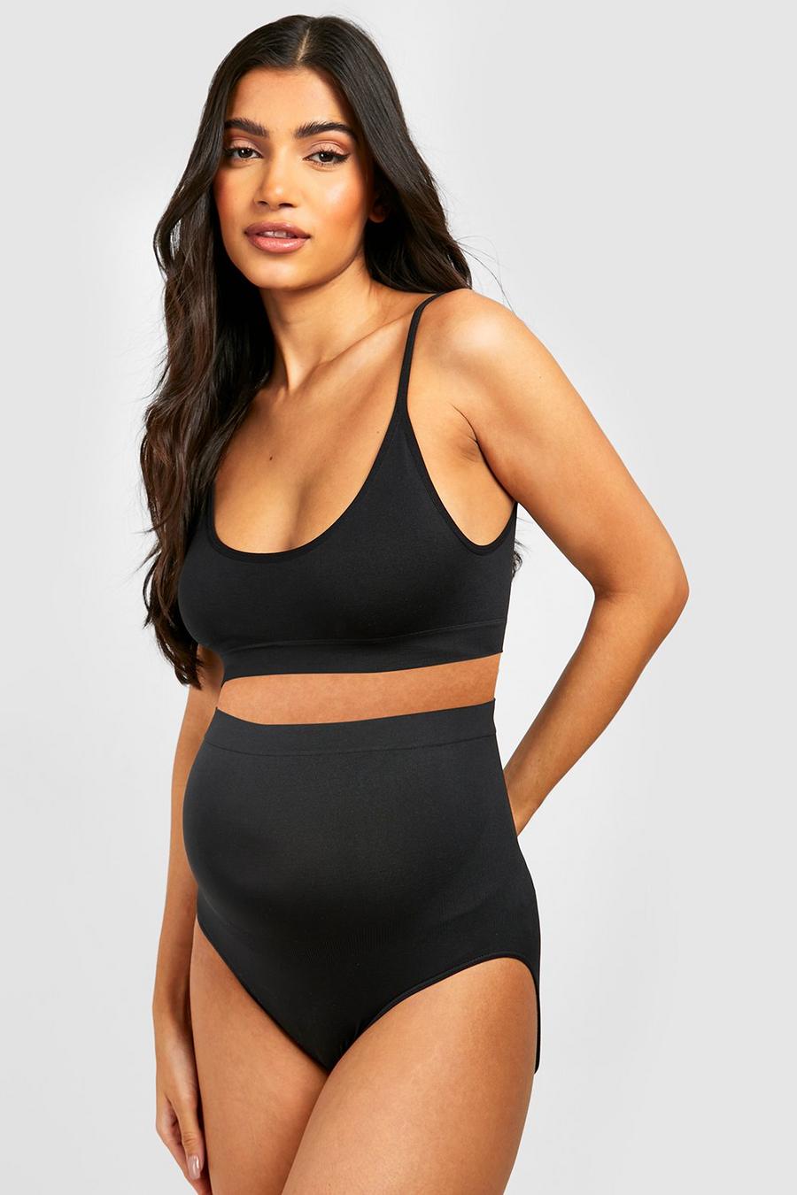Black Maternity Seamless Bra And Bump Support Brief Set