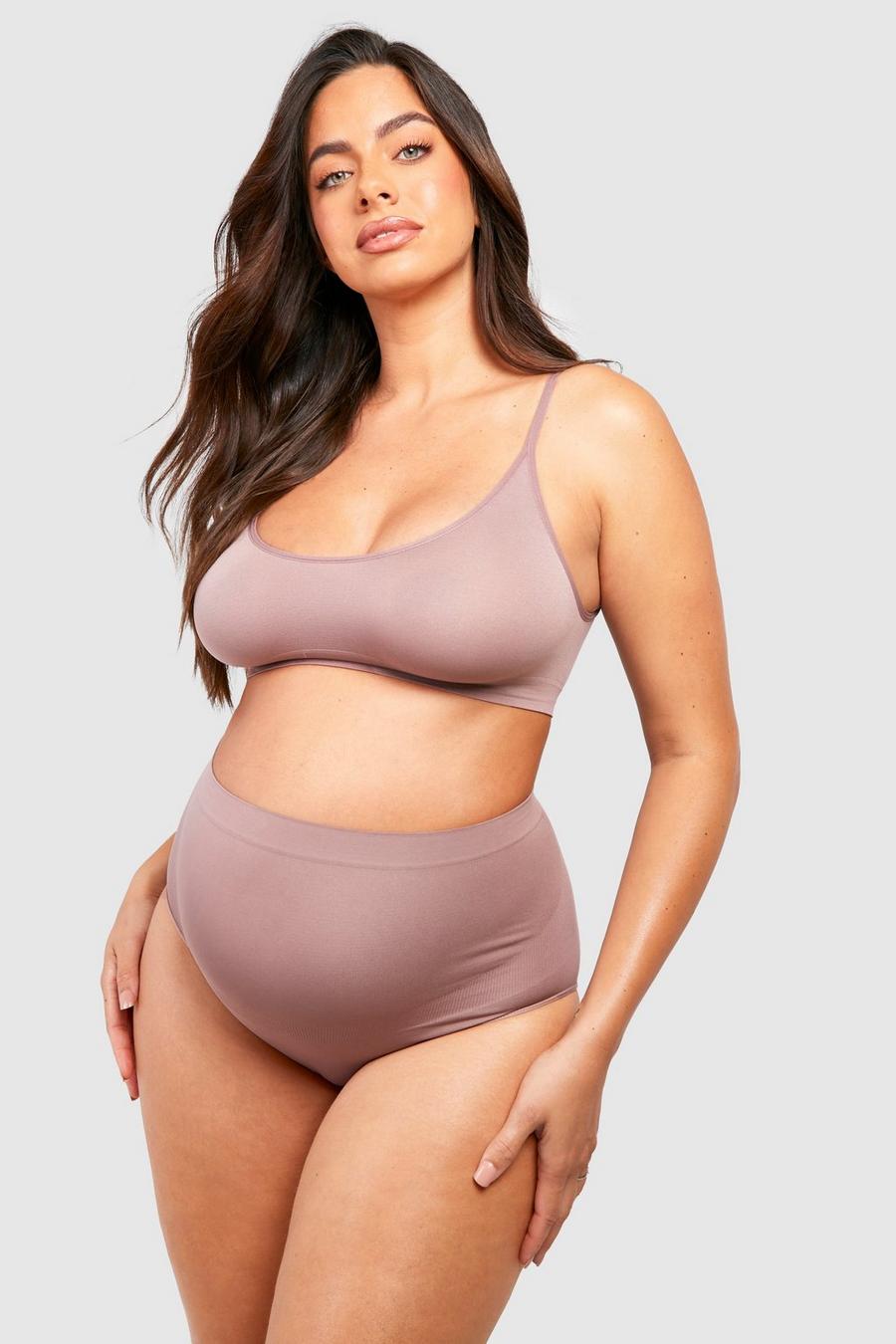 Women's Maternity Seamless Bra And Bump Support Brief Set