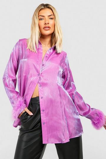 Purple Shimmer Oversized Feather Shirt