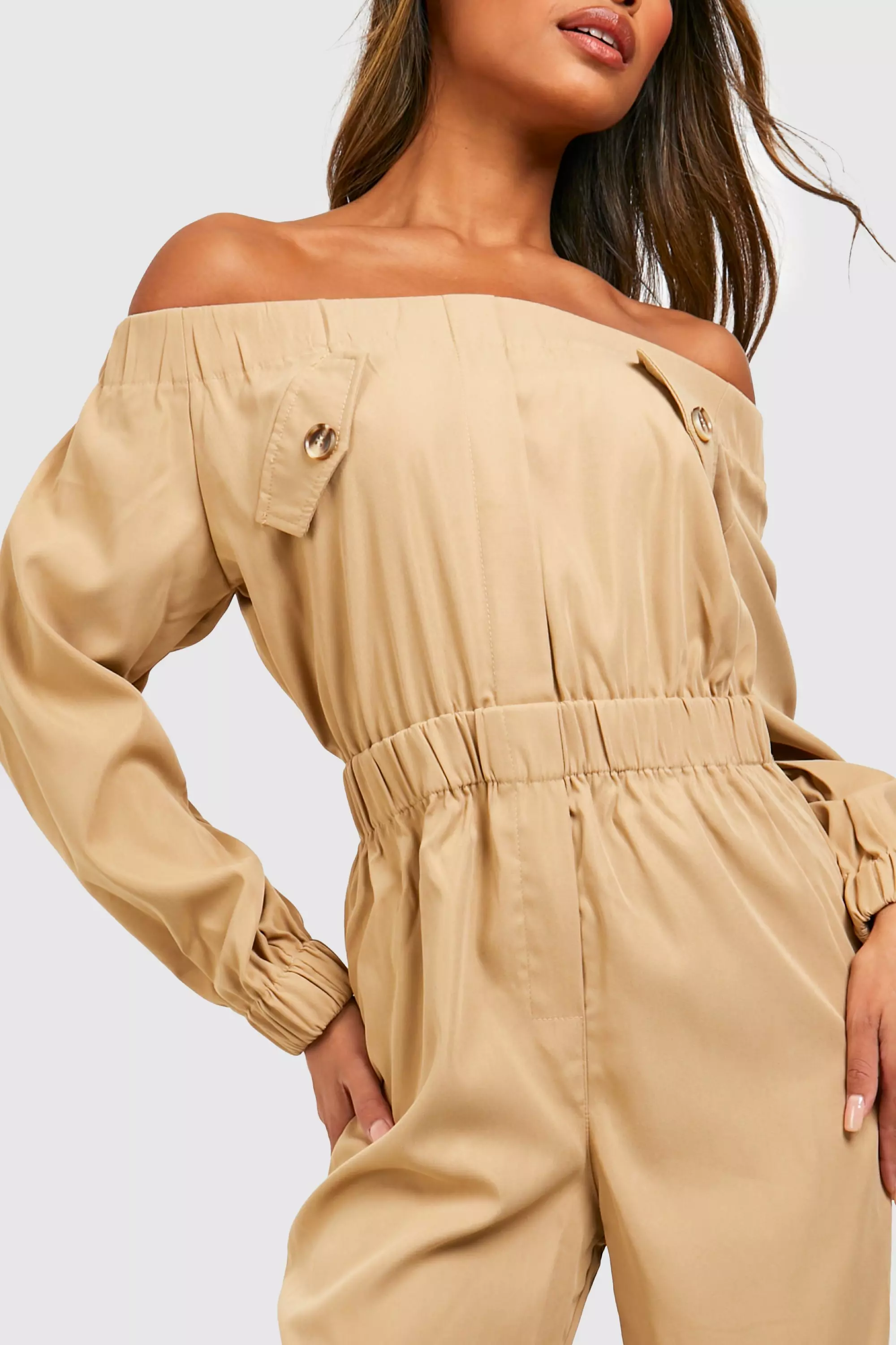 Off shoulder outlet utility dress