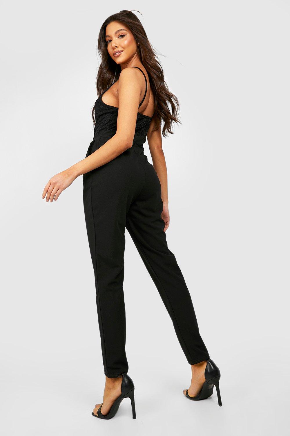 Strappy Lace Tapered Leg Jumpsuit