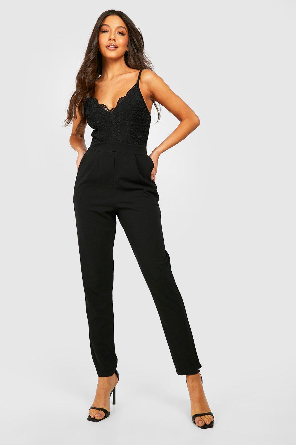 Strappy Lace Tapered Leg Jumpsuit