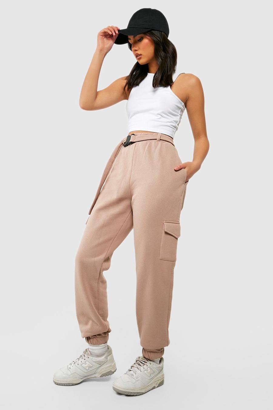 Pantaloni tuta stile Cargo con cintura, Taupe image number 1