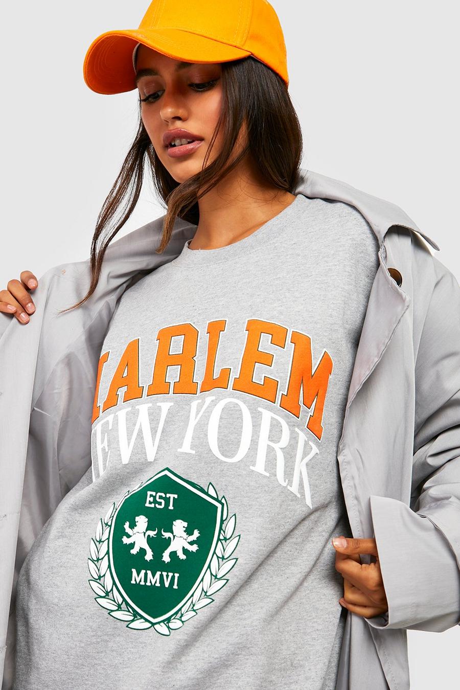 Grey marl Harlem Puff Print Oversized Sweatshirt image number 1