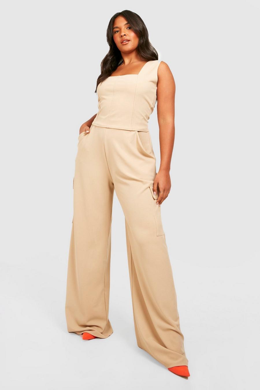 Stone Plus Corset & Wide Leg Cargo Pants Co-Ord image number 1