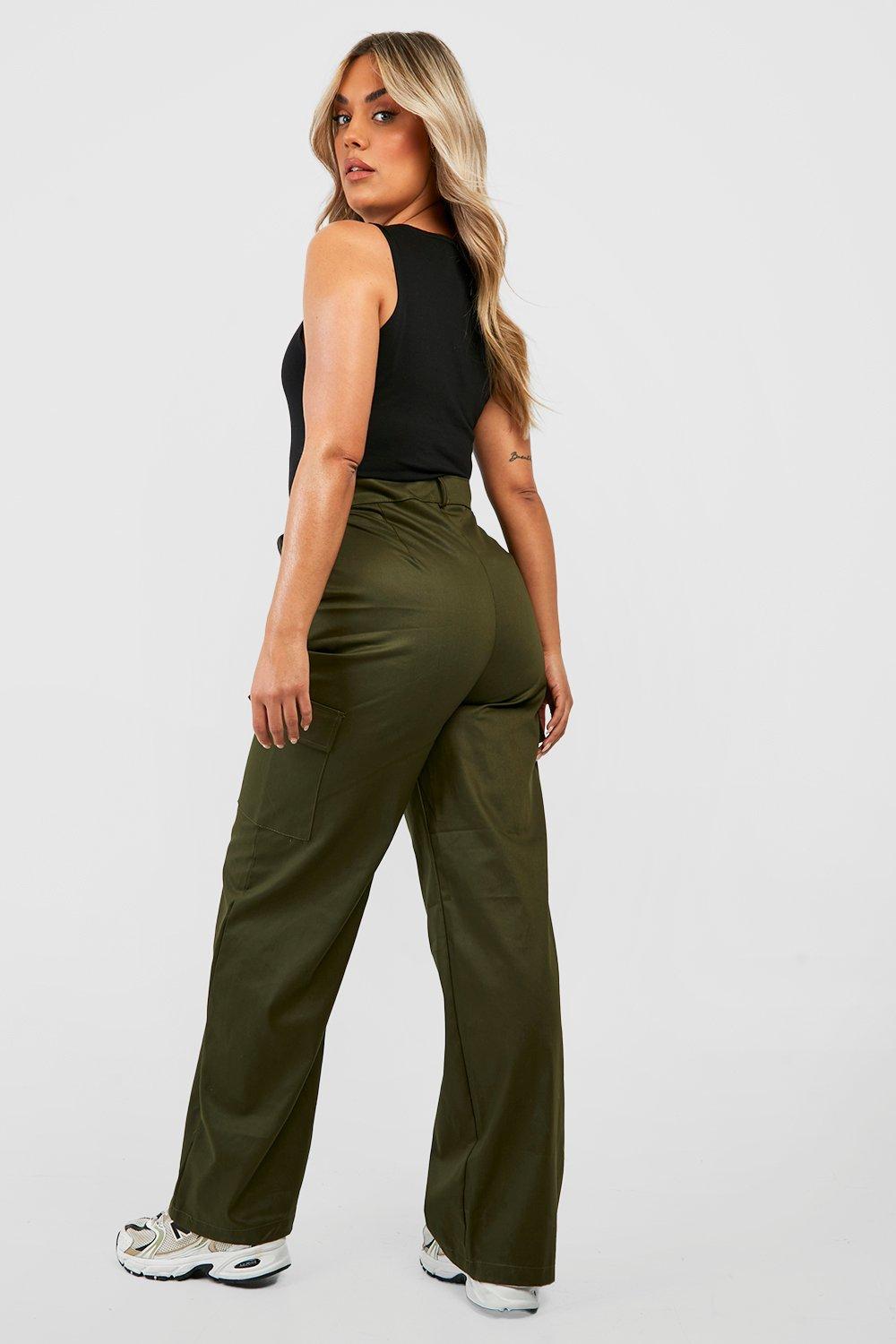 Women's High Waisted Straight Leg Cargo Trousers