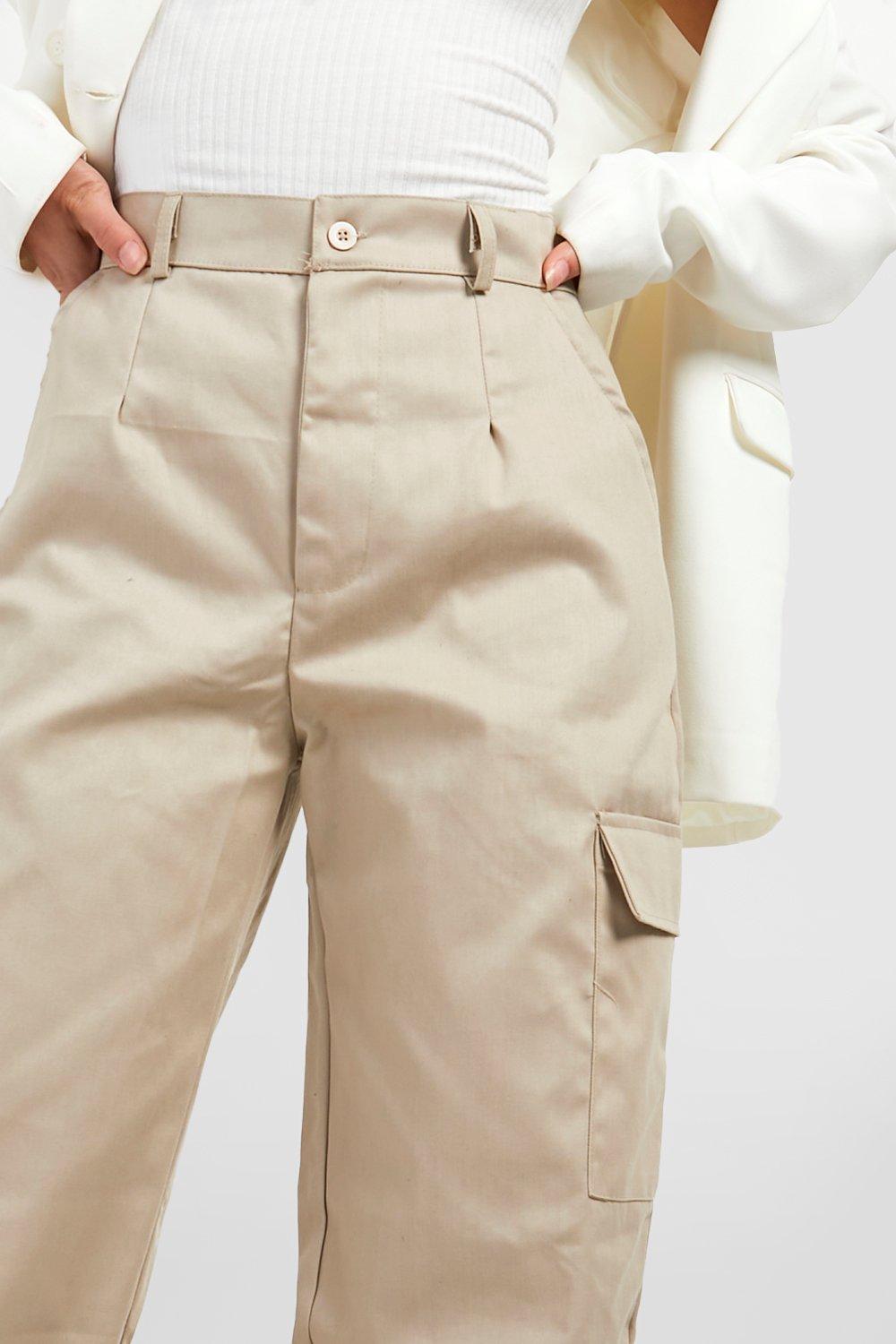 Women's High Waisted Straight Leg Cargo Trousers