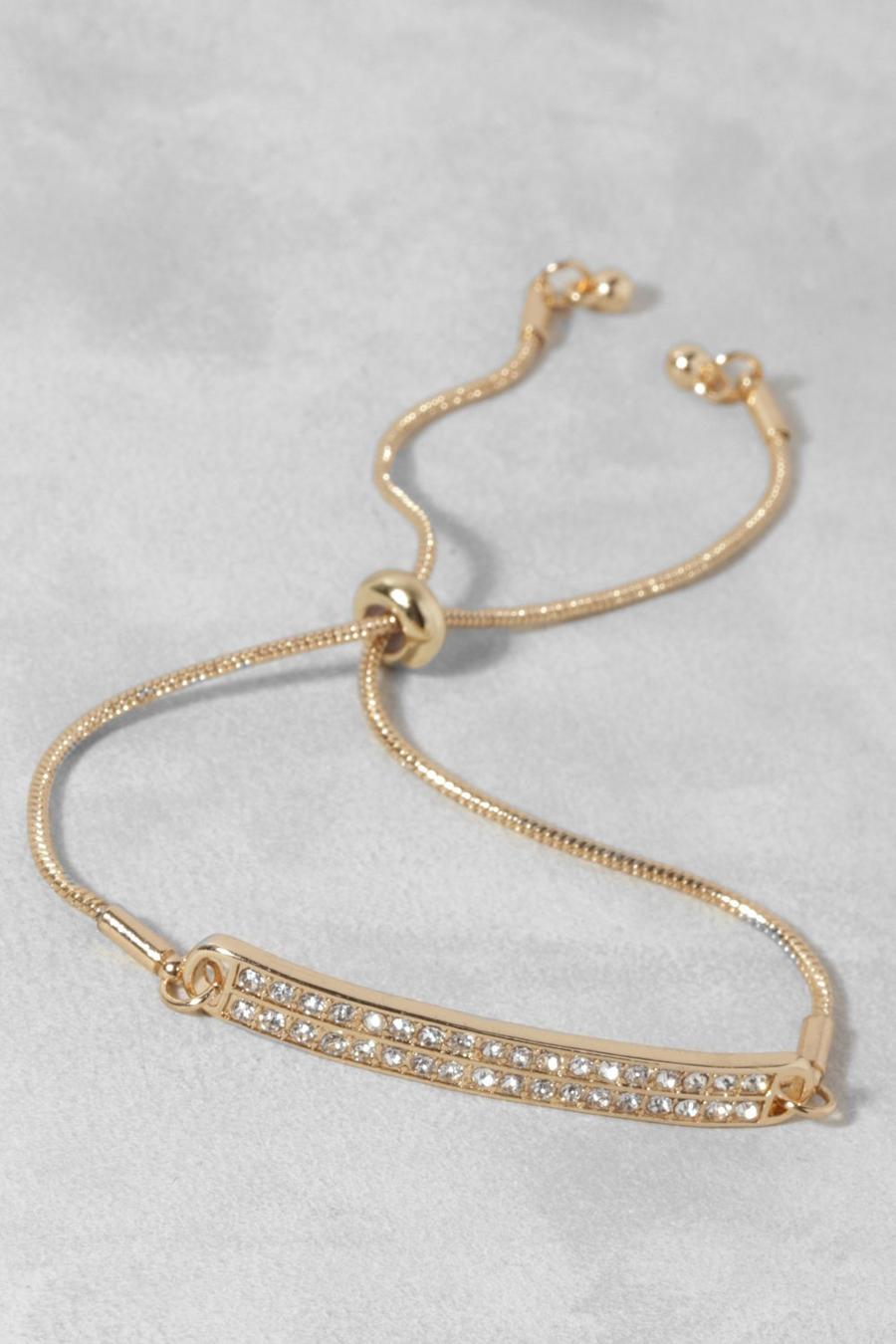 Gold metallic Pave Crystal Bar Toggle Bracelet